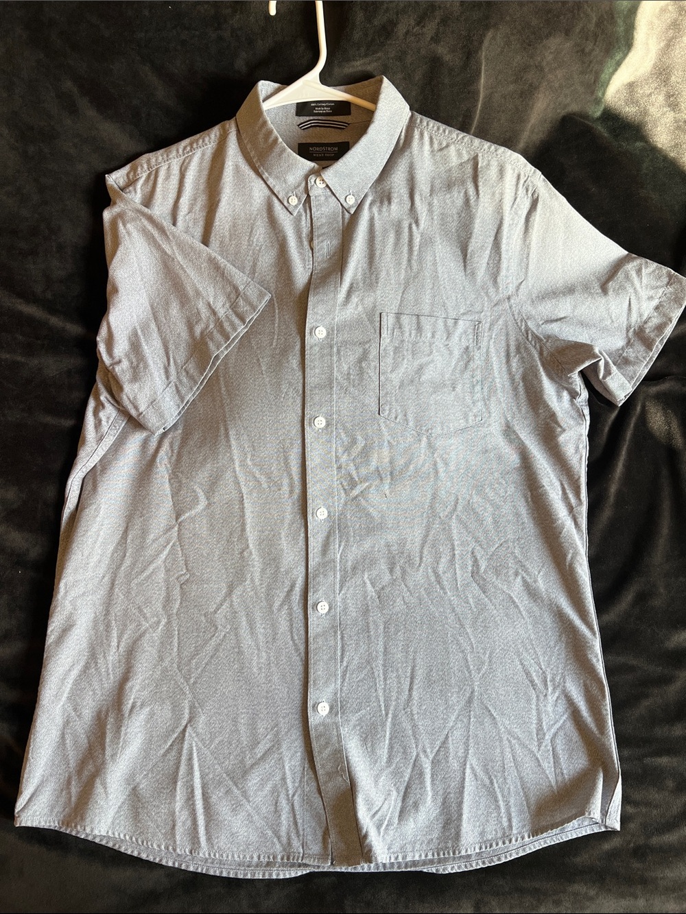 Nordstrom Button-Down Short Sleeve Shirt - Light Gray